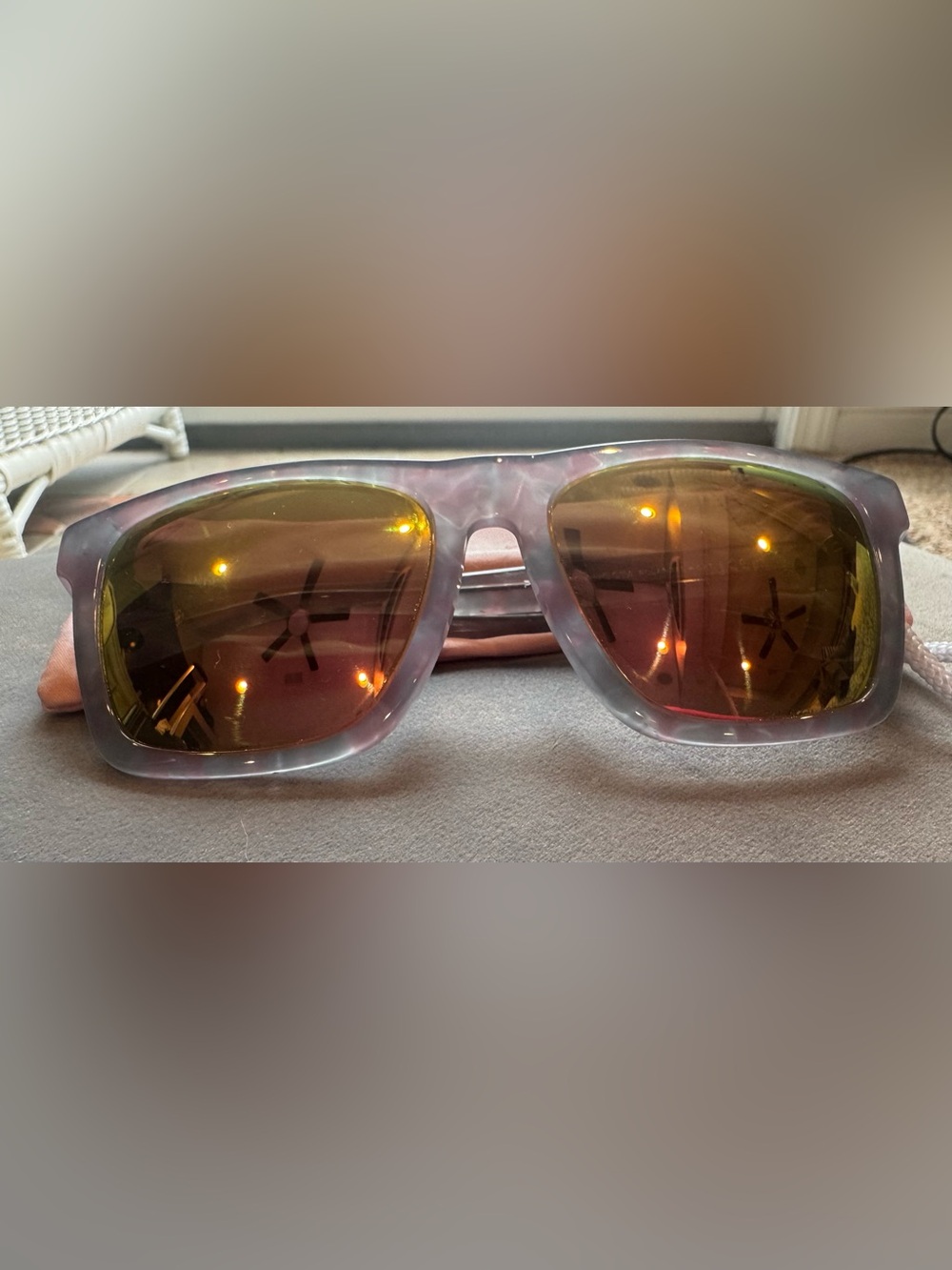 Women's Mirrored Lens Square Sunglasses - Pink/Purple Frame